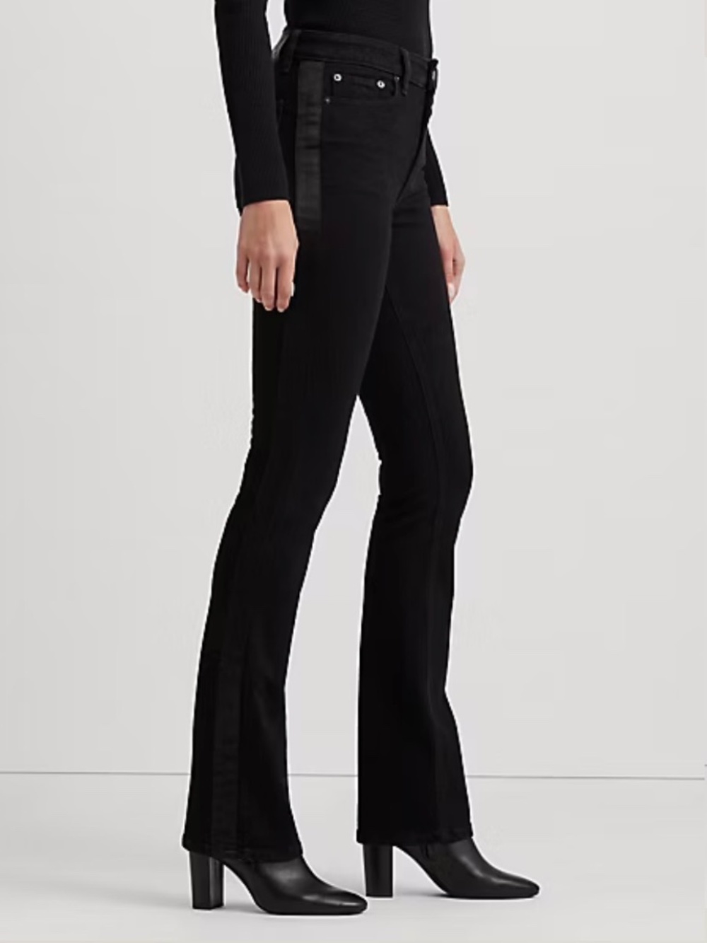 Authentic R. LAUREN Satin-Stripe High-Rise Boot Jean